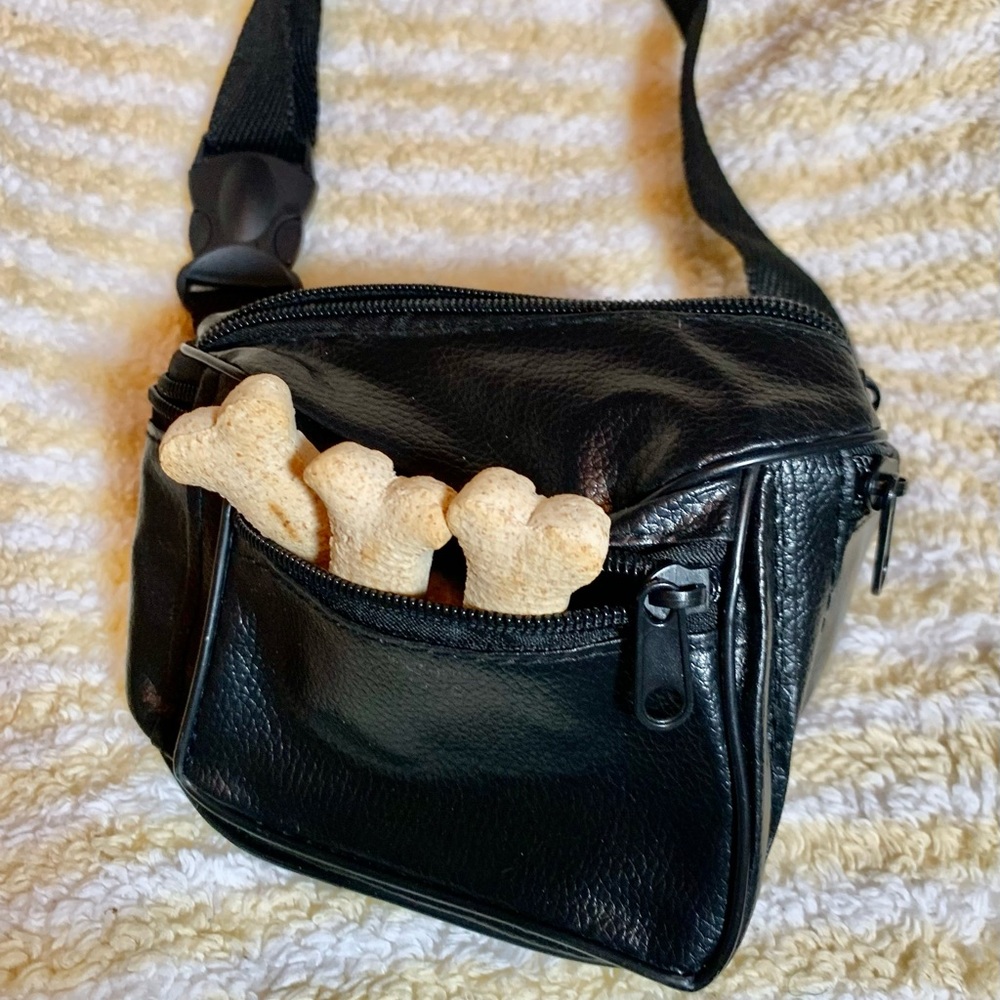 Adjustable for your waist doggy treat holder.
